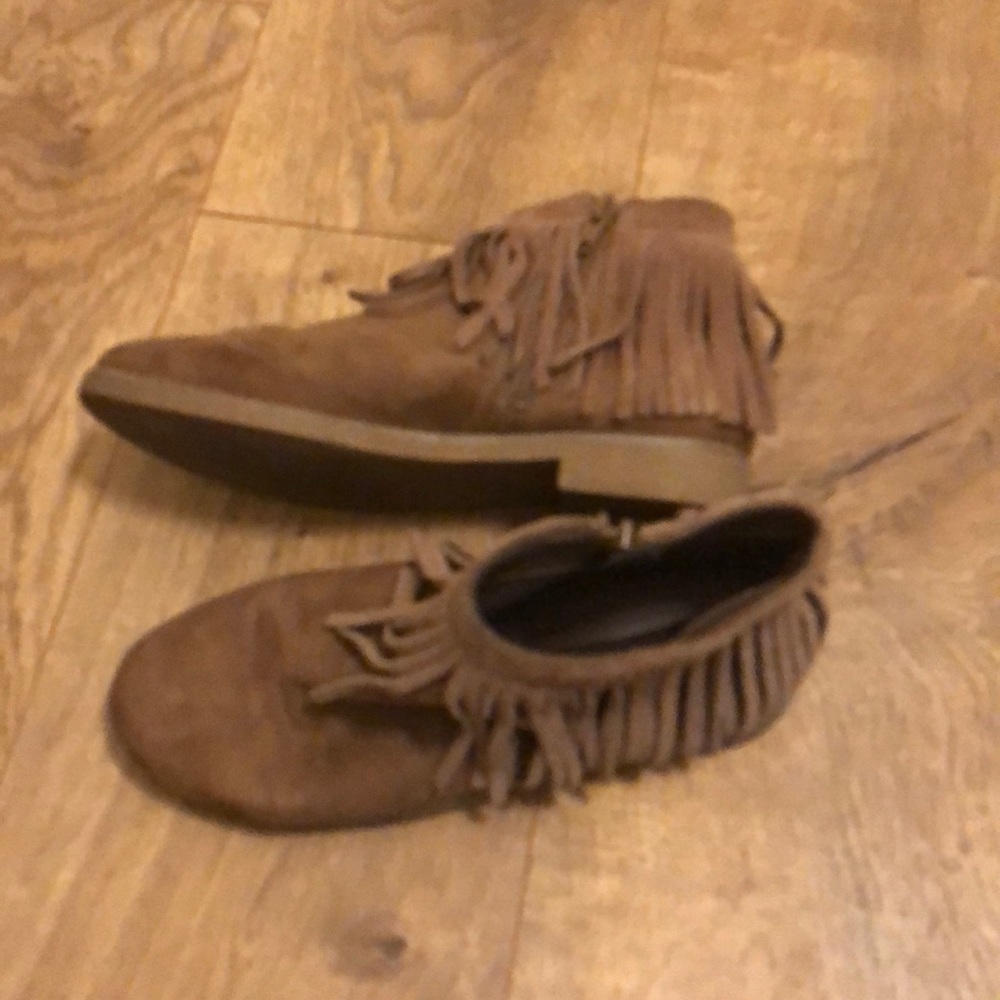 Tan suede booties